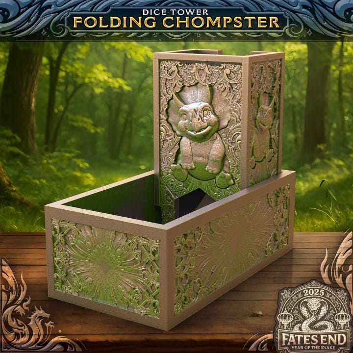 
Folding Chompster Dice Tower – Cute Fantasy Dice Roller Tray for Dungeons and Dragons DnD 5e Tabletop RPG, FatesEnd
