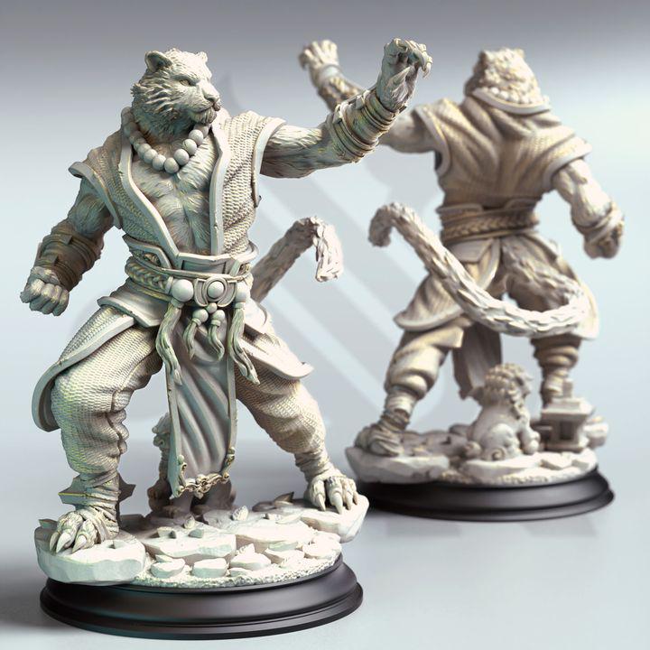 
Tabaxi Tiger Monk Miniature Dungeons and Dragons Fantasy Cat Beast Mini RPG Tabletop Miniature DnD Painting Pathfinder 5e DnD Raiko - DmS