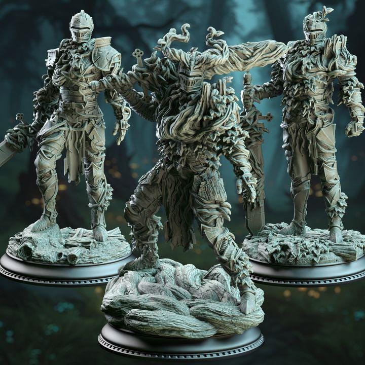 
3pc Fey Armor Warriors Dungeons and Dragons 28mm/32mm/38mm Mini RPG Tabletop Miniature DnD Painting Pathfinder DnD Forgotten Knights - DmS