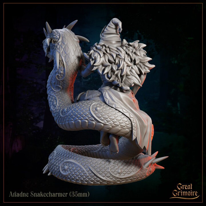 
Ariadne Snakecharmer DnD Dungeons and Dragons 28mm/32mm/35mm Snake Lady NPC TTRPG Fantasy Wargame Miniature Scatter Creature DnD Monster