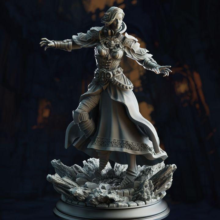 
Psionic Mindweaver Seer - Violet | 28mm/32mm/38mm TTRPG Dark Fantasy Wargaming DnD Spellcaster 5E  Mystical NPC Sorceror Draksborne Psithar