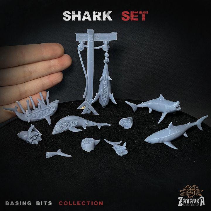 
13 Pc Shark Miniature Bits for Dungeons