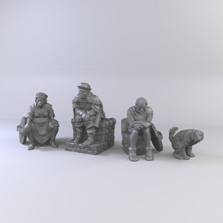
Toilets and NPCs DnD Dungeons and Dragons 28mm/32mm Miniature Scatter Terrain Wargame RPGs Townsfolk NPCs Fun Miniature Scatter Terrain