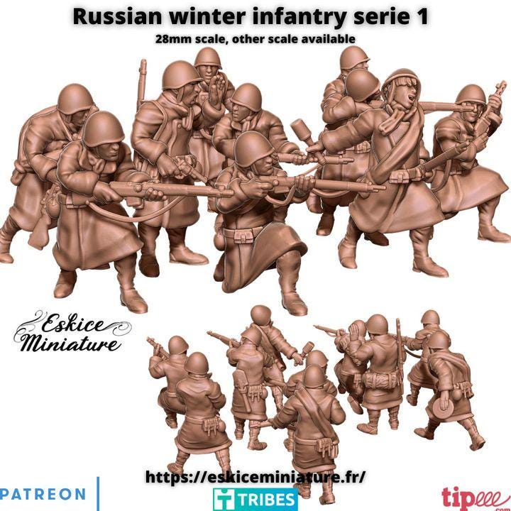 
Russian Winter Infantry Serie 1 – 15mm 20mm 28mm 32mm 1 35 Scale – WW2 Soviet Army Miniatures for Wargames – Eskice Miniature