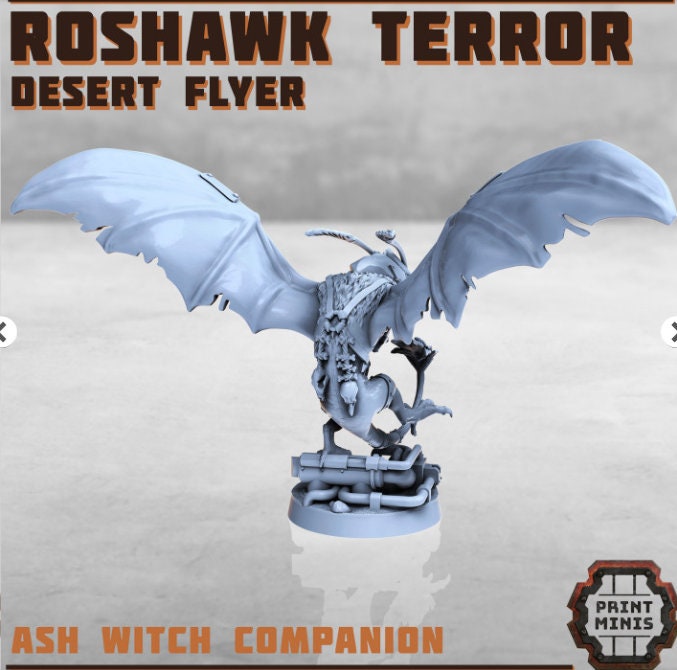 
The Roshawk Terror, Desert Flyer Miniature, 28mm or 32mm Scale, DnD, Dungeons and Dragons, Tabletop RPG Scatter Terrain