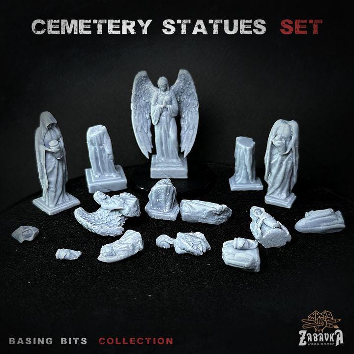 
30pc Cemetery statues for Dungeons and Dragons 28mm/32mm Basing Bits DnD Scatter Terrain Scenery D&D TTRPG Mini Basing Material - ZbW