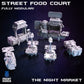 
Street Food Court 28mm/32mm Scenery Kit TTRPG Wargame Scatter Terrain Food Vendor Sci-fi Merchant Scenery Shop Scatter