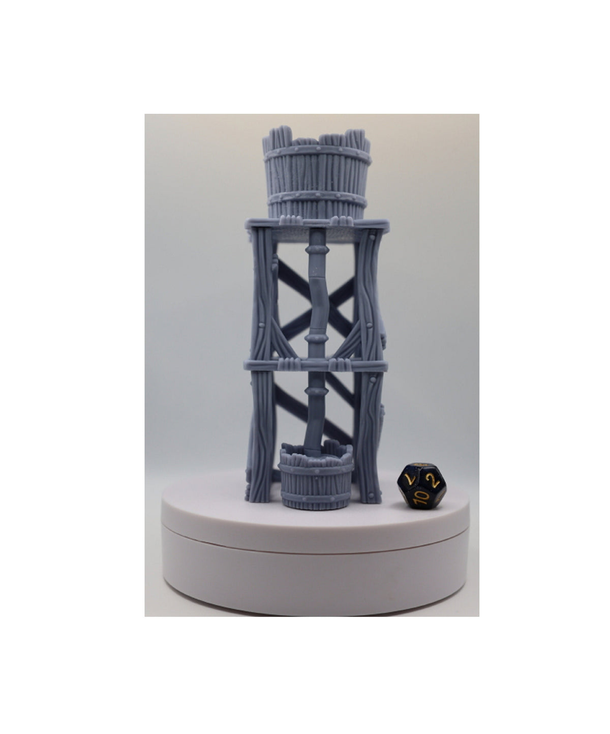 
The Water tower 3D Printed Water Tower Scatter Terrain DnD Dungeons and Dragons Tabletop RPG 28/32mm Scale 32MM Scale in Image
