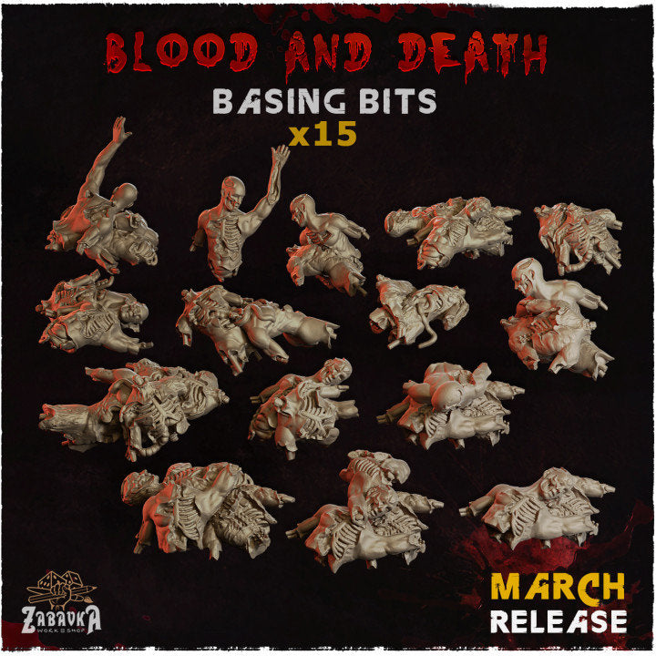 
15pc Blood and Death Basing Bits | 28mm/32mm Scale Basing Materials | Dystopian Fantasy Wargaming Miniatures Macabre TTRPG Scatter Terrain
