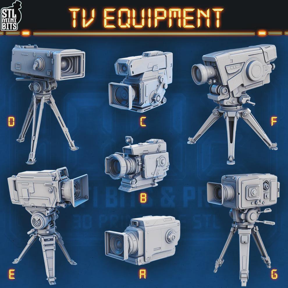 
Sci-fi Tv equipment for Dungeons and Dragons 28mm/32mm Basing Bits DnD Scatter Terrain Scenery Scatter D&D TTRPG Mini Basing Material - STL