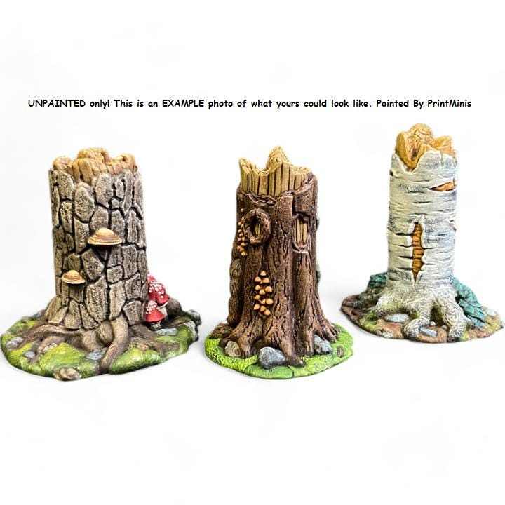 
3pc Old Tree Trunks DnD Dungeons and Dragons 28mm/32mm Dead Tree miniatures for scatter scenery Wargame Terrain Pathfinder RPG Fantasy minis