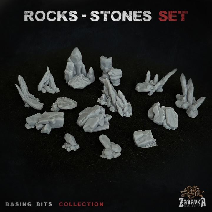 
15pc Rocks & Stones Basing Bits 28mm/32mm Fantasy TTRPG Basing Materials Naturalistic Geological Scatter Terrain Mountain Wargaming Scenery