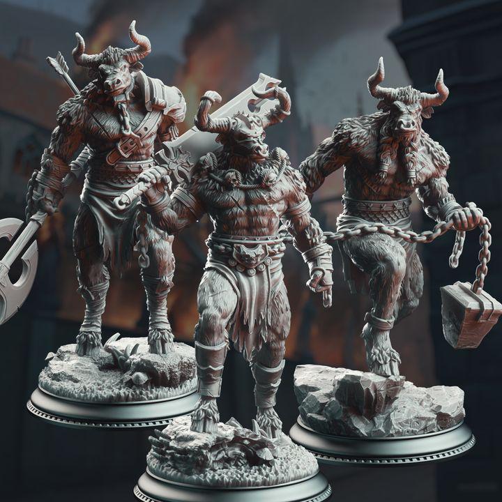 
3 Pc Minotaur Warriors Beast men DnD