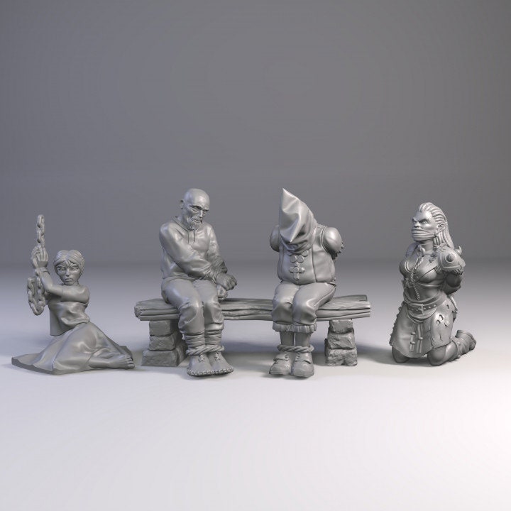 
Chained Prisoners DnD Dungeons and Dragons 28mm/32mm Wargame Scatter NPCs Pathfinder TTRPG Miniature Figurines