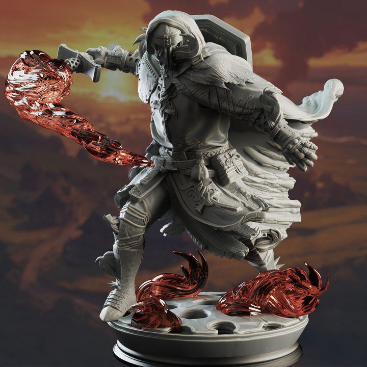 
GREY Resin Modular Fire Genasi Crusader Paladin Embernos