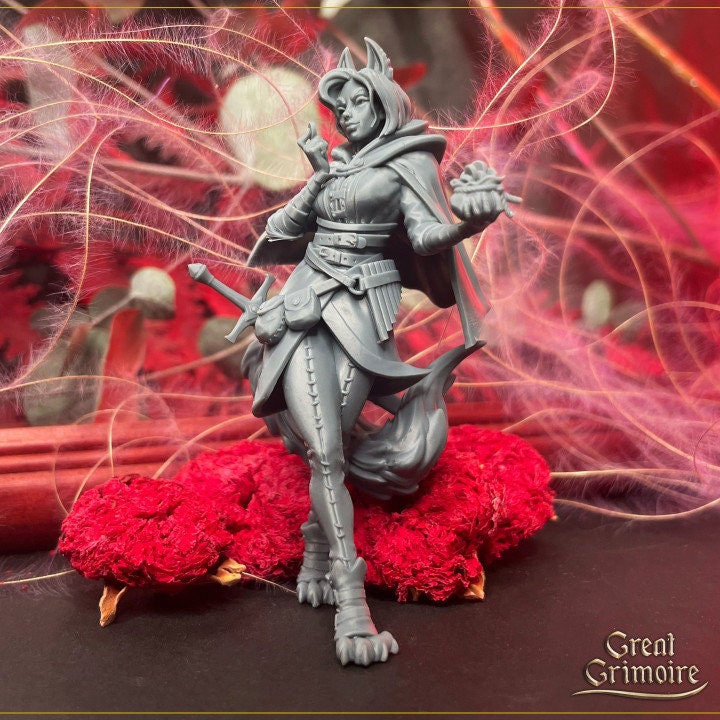 
Ms.Fox Kitsune Rogue Thief DnD Dungeons and Dragons 28mm/32mm TTRPG Fantasy Wargame Miniature Kitsune 5e NPC
