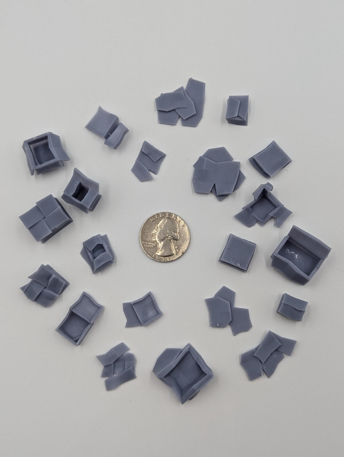 
21pc Carton boxes - Basing Bits 28mm/32mm TTRPG Garbage Basing Cardboard Packaging Scatter Dystopian Street Trash Sci-fi Scenery ElementsZbW