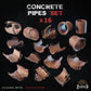 
16pc Concrete Pipes Basing Bits 28mm/32mm Wargaming Infrastructure Scatter Destroyed Dystopian Concrete City Building Entrance ElementsZbW