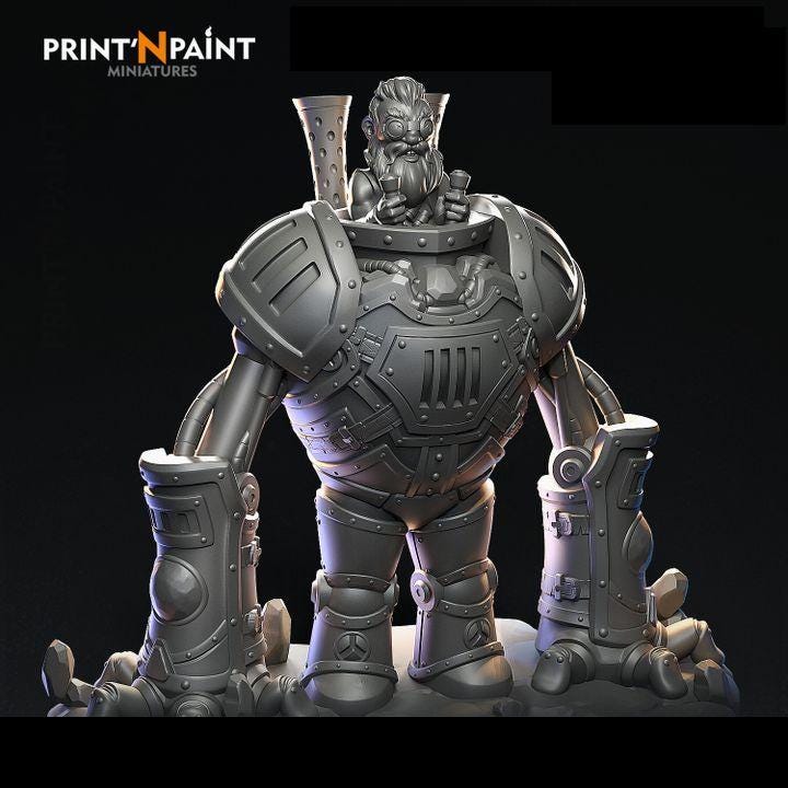 
Mecha Gnome Prodigy – Fantasy Tinkerer Miniature – 28mm 32mm 35mm Scale – Tabletop RPG Figure for DnD & Pathfinder – Gray PLA –PnP
