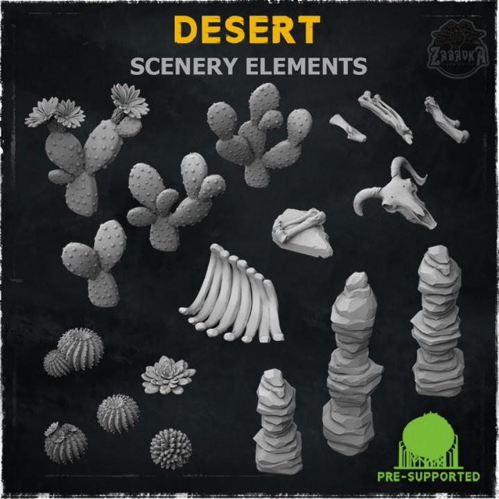 
18pc desert scenery (Wargame Bases & Toppers) 28mm/32mmTTRPG Basing Materials Desert Wargaming Scatter Skull Bones Cacti MiniaturesZbW