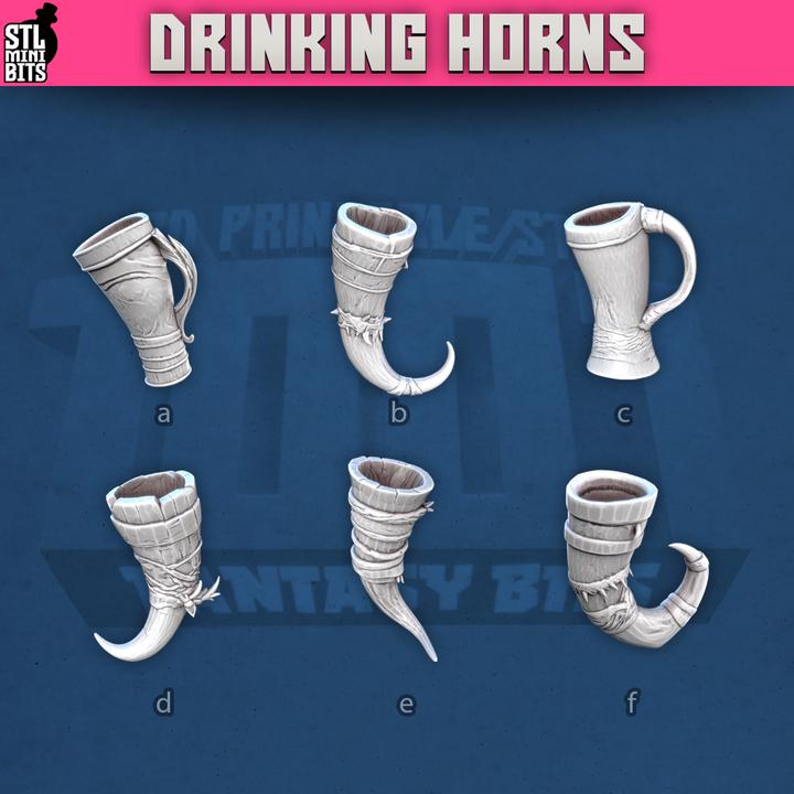 
18pc Drinking Horn Miniatures for Dungeons and Dragons 28mm/32mm Basing Bits DnD Terrain Scenery Scatter D&D TTRPG Basing Material - STL