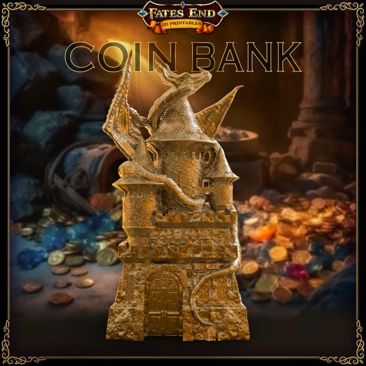 
Game Master Bank – Fantasy Coin Bank – Dungeon Master Decor – D&D Tabletop Storage – RPG Gift, FatesEnd