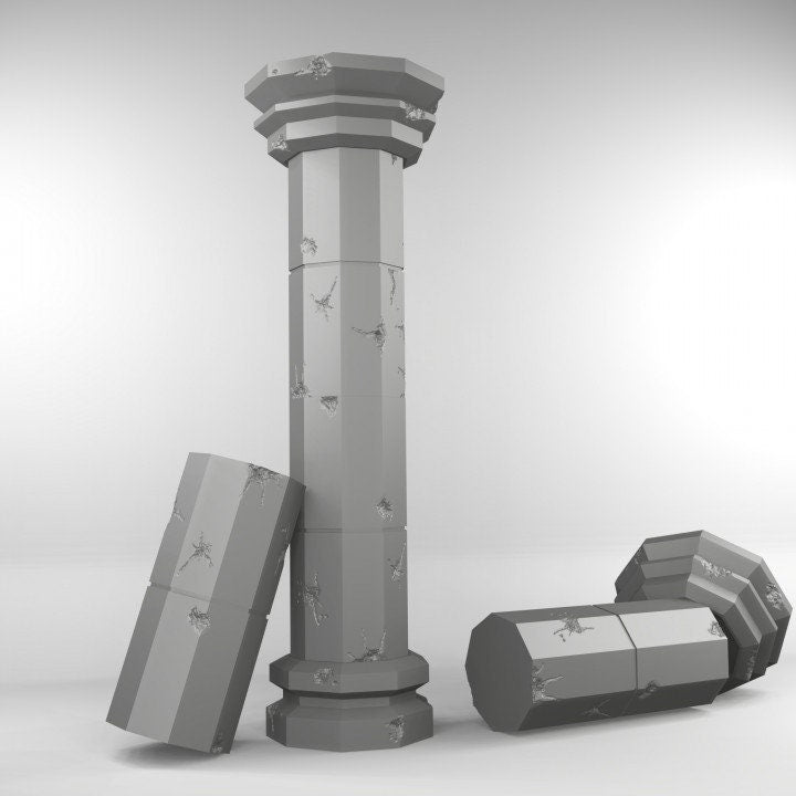 
Stone Columns DnD Dungeons and Dragons Scatter Terrain Miniatures Wargame RPG Stone Pillars 40K Battleground Miniatures