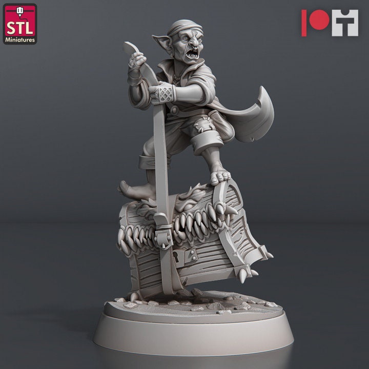 
Treasure Hunter C Goblin Miniature DnD Dungeons and Dragons 28mm/32mm Miniature Chest Sea Scatter Terrain Pirate Miniatures Wargaming DnD