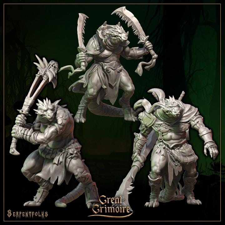 
3 Pc Serpentfolks for Dungeons and Dragons