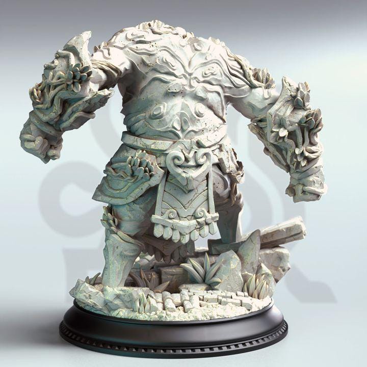 
Jade Golem Miniature Dungeons and Dragons Large Stone Creature Mini RPG Tabletop Miniature DnD Painting Pathfinder 5e DnD Gyokusho - DmS
