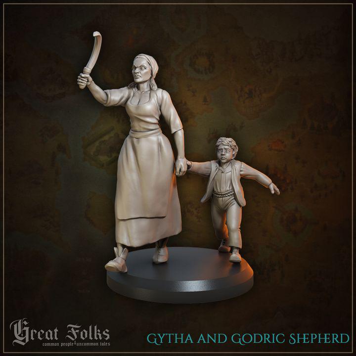 
12pc Villagers Set DnD Dungeons and Dragons 28mm/32mm Commoners TTRPG wargame NPCs townsfolk Pregnant Lady Farmers Children Grandma Animals