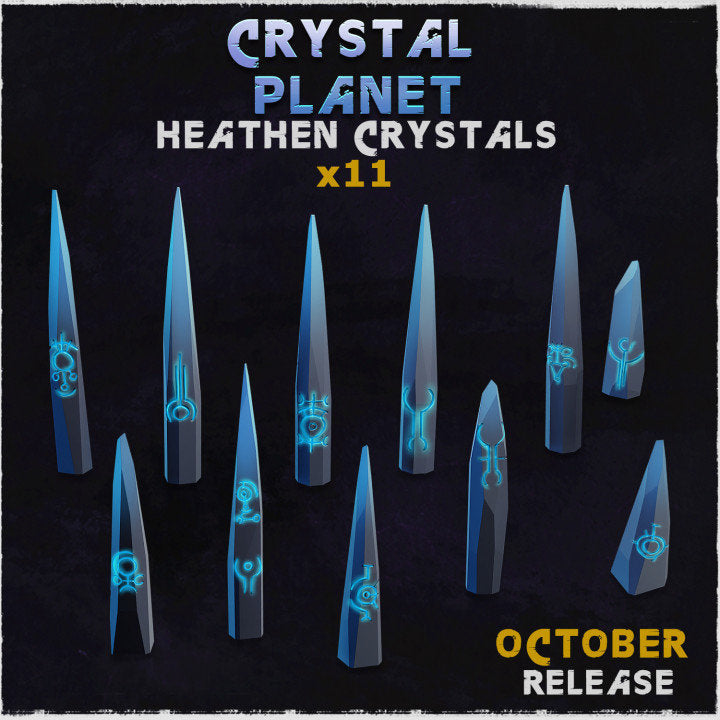 
11pc Heathen Crystals / Crystal Planet 28mm/32mm Scale Scatter Terrain, Basing Materials, Miniatures, Fantasy RPG Decor, Tabletop PropsZbW
