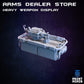 
The Arms Dealer Store 28mm/32mm Weapons Merchant TTRPG Wargame Terrain Kit Night Market Collection Basing bits Scifi Gun Shop Scenery