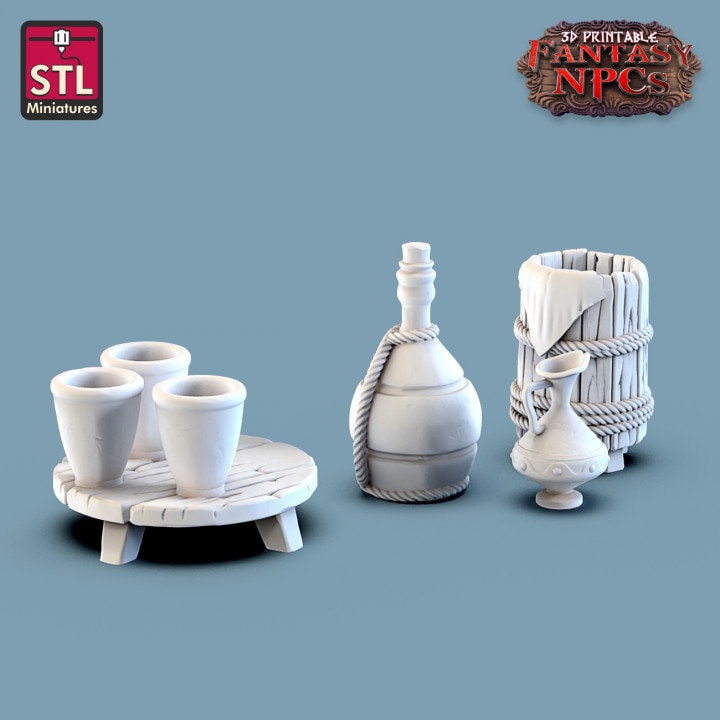 
Pottery Miniature Vendor DnD Dungeons and Dragons 28mm/32mm Potter Miniature Vase TTRPG Fantasy Scatter Terrain Dollhouse Furniture Diorama