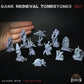 
11pc Dark Medieval Tombstones Dungeons and Dragons 28mm/32mm Basing Bits DnD Terrain Scenery Scatter D&D TTRPG Mini Basing Material - ZbW