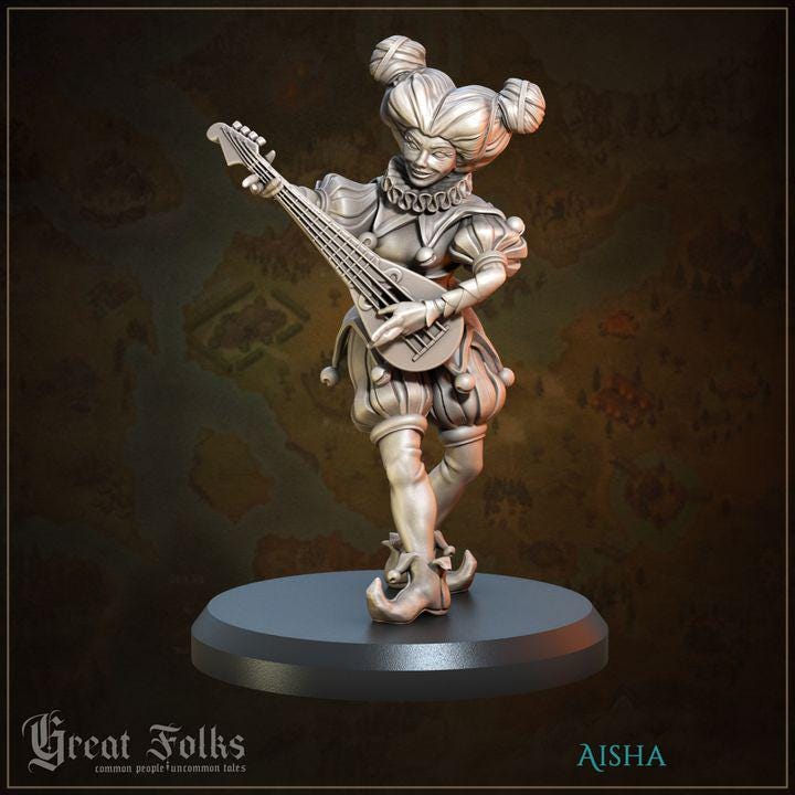 
3pc The Mystic Melodists DnD Dungeons and Dragons 28mm/32mm TTRPG Wargame NPCs Musician Band Figurines for your Village Entertainment Circus