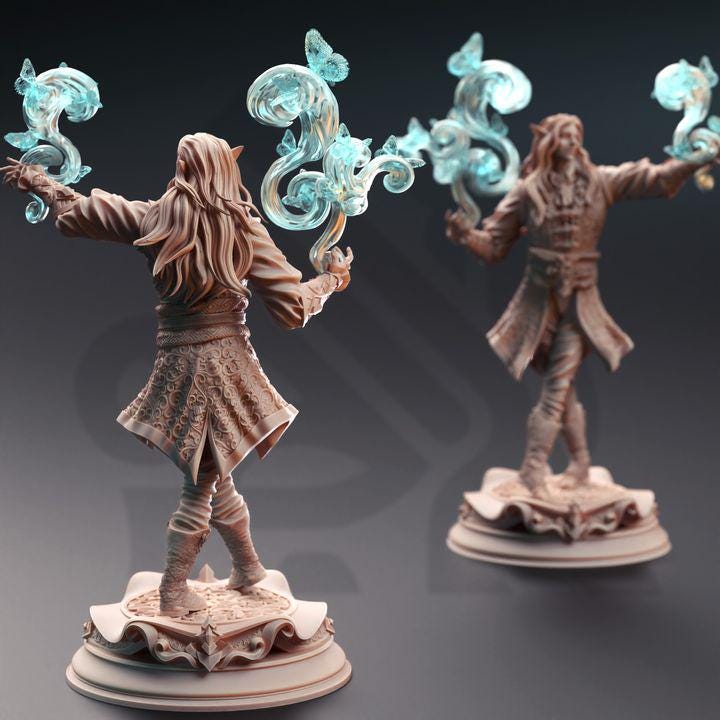 
Elven Enchanting Sorcerer Dungeons and Dragons 28mm/32mm/35mm Mini RPG Tabletop Miniature DnD Painting 5e DnD Thalorad Goldhand - DmS