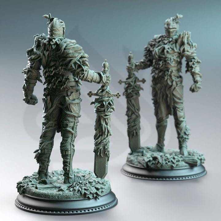 
3pc Fey Armor Warriors Dungeons and Dragons 28mm/32mm/38mm Mini RPG Tabletop Miniature DnD Painting Pathfinder DnD Forgotten Knights - DmS