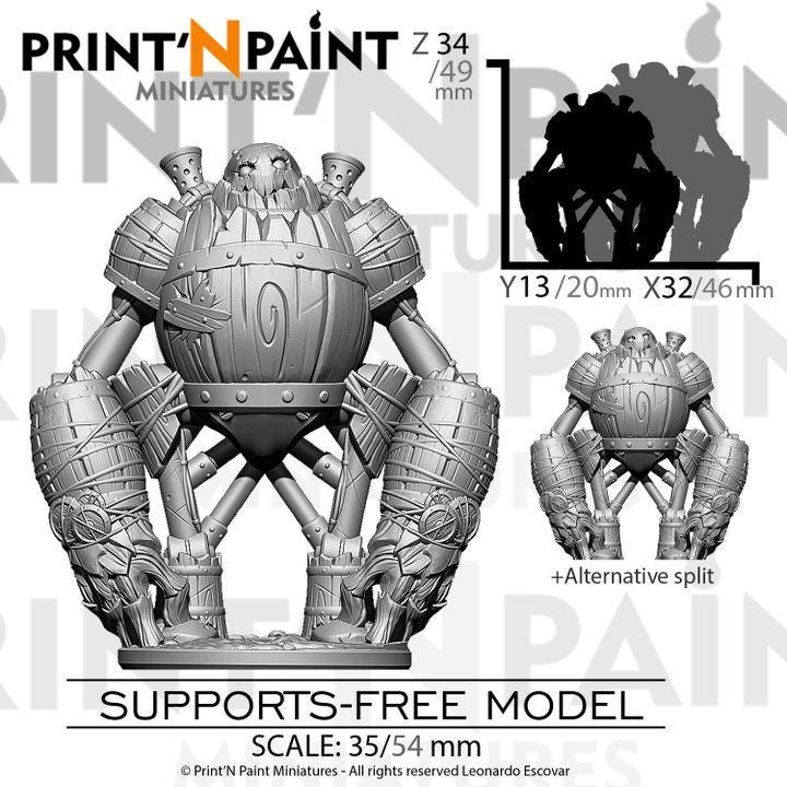 
Barrel Golem – Fantasy Construct Miniature – 28mm 32mm 35mm Scale – Tabletop RPG Figure for DnD & Pathfinder – Gray PLA 3D Printed –PnP