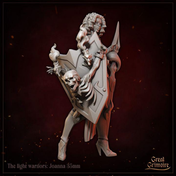 
Female Fighter with a Skeleton shield for Dungeons and Dragons 28mm/32mm/35mm TTRPG Joanna - GG