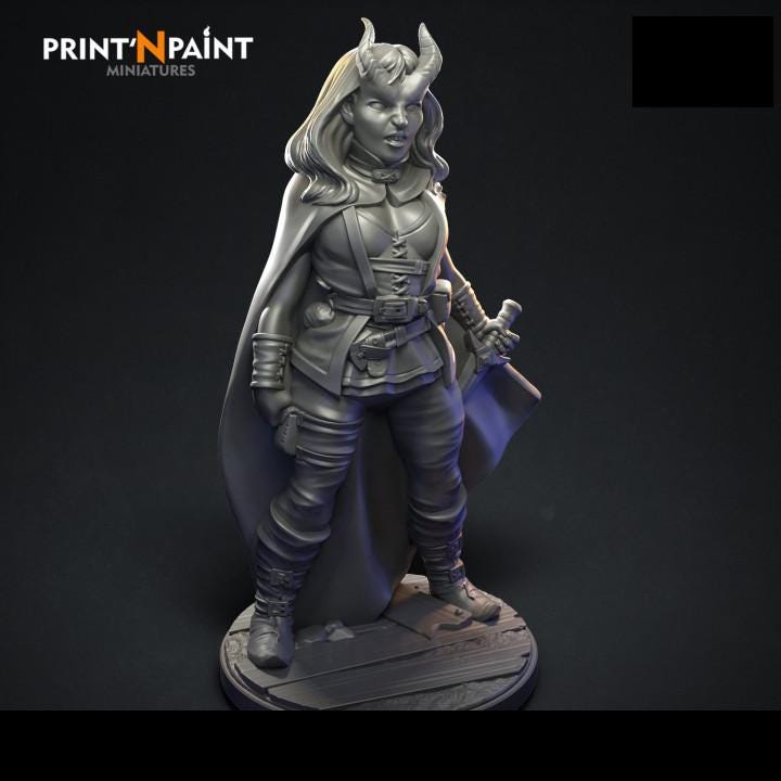 
Tiefling Rogue Miniature – Dungeons and Dragons Assassin Character for DnD 5e Stealth Missions, RPG Adventurers & Tabletop Battles –PnP