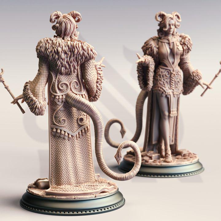 
Female Tiefling Sorceress Dungeons and Dragons Sorceress NPC Mini RPG Tabletop Miniature DnD Painting Pathfinder 5e DnD Madame Octavia - DmS