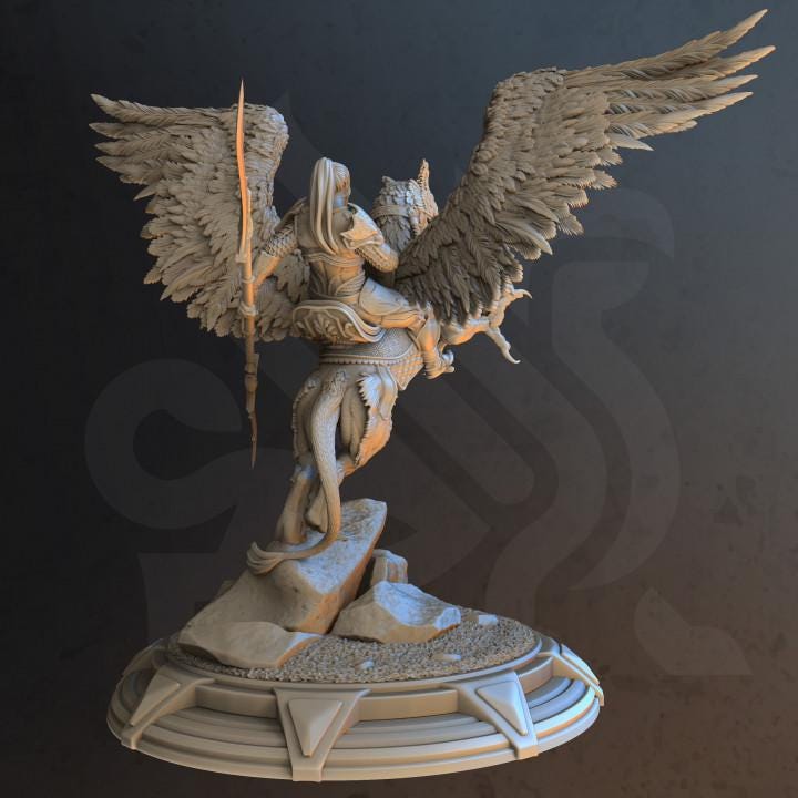 
Griffin and Rider Miniature Dungeons and Dragons Mini RPG Tabletop Miniature DnD Painting Pathfinder 5e DnD Griffin Rider Ash - DmS