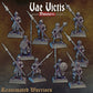 
10pc Skeleton Warrior Set for DnD Dungeons and Dragons 28mm/32mm Scale TTRPG Fantasy Wargame Skeleton Figurines Armored Warriors