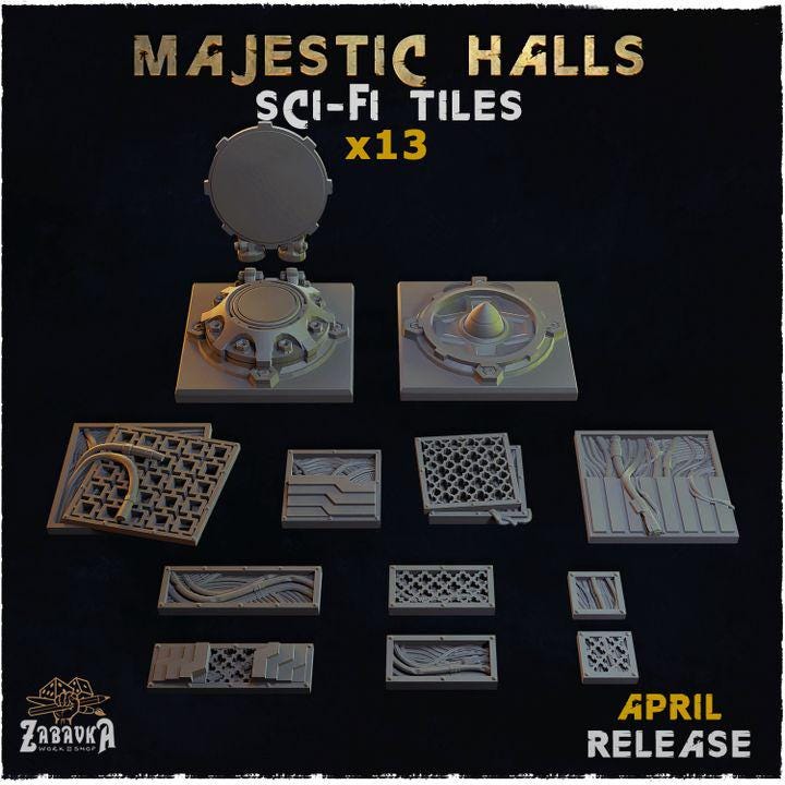 
13 pc sci-fi tiles for Dungeons and Dragons 28mm/32mm Basing Bits DnD Scatter Terrain Scenery Scatter D&D TTRPG Mini Basing Material - ZbW