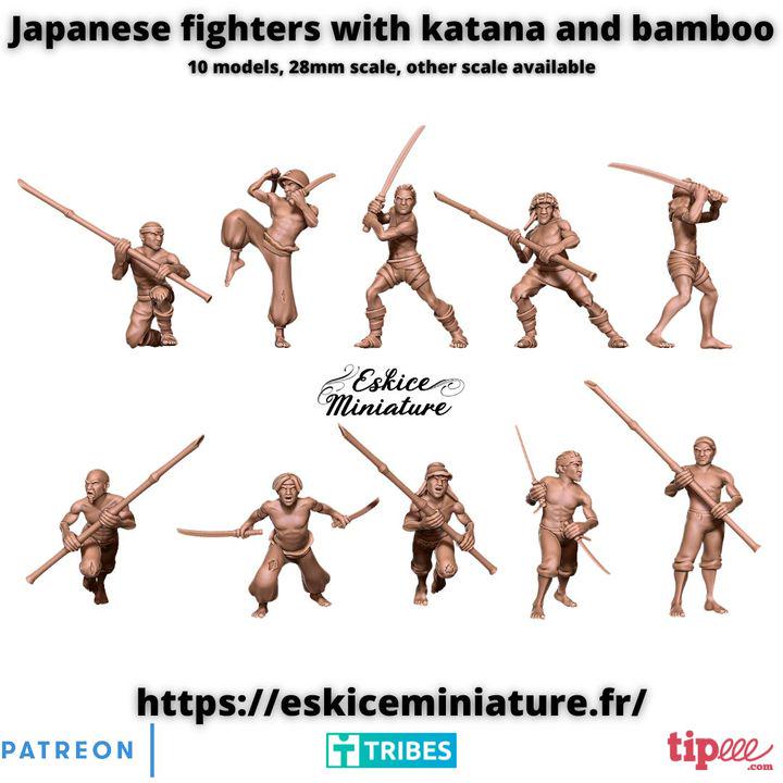 
10pc WW2 Japanese Fighters with Katana and Bamboo – 15mm 20mm 28mm 32mm 1 35 Scale – Infantry Miniatures – Eskice Miniature
