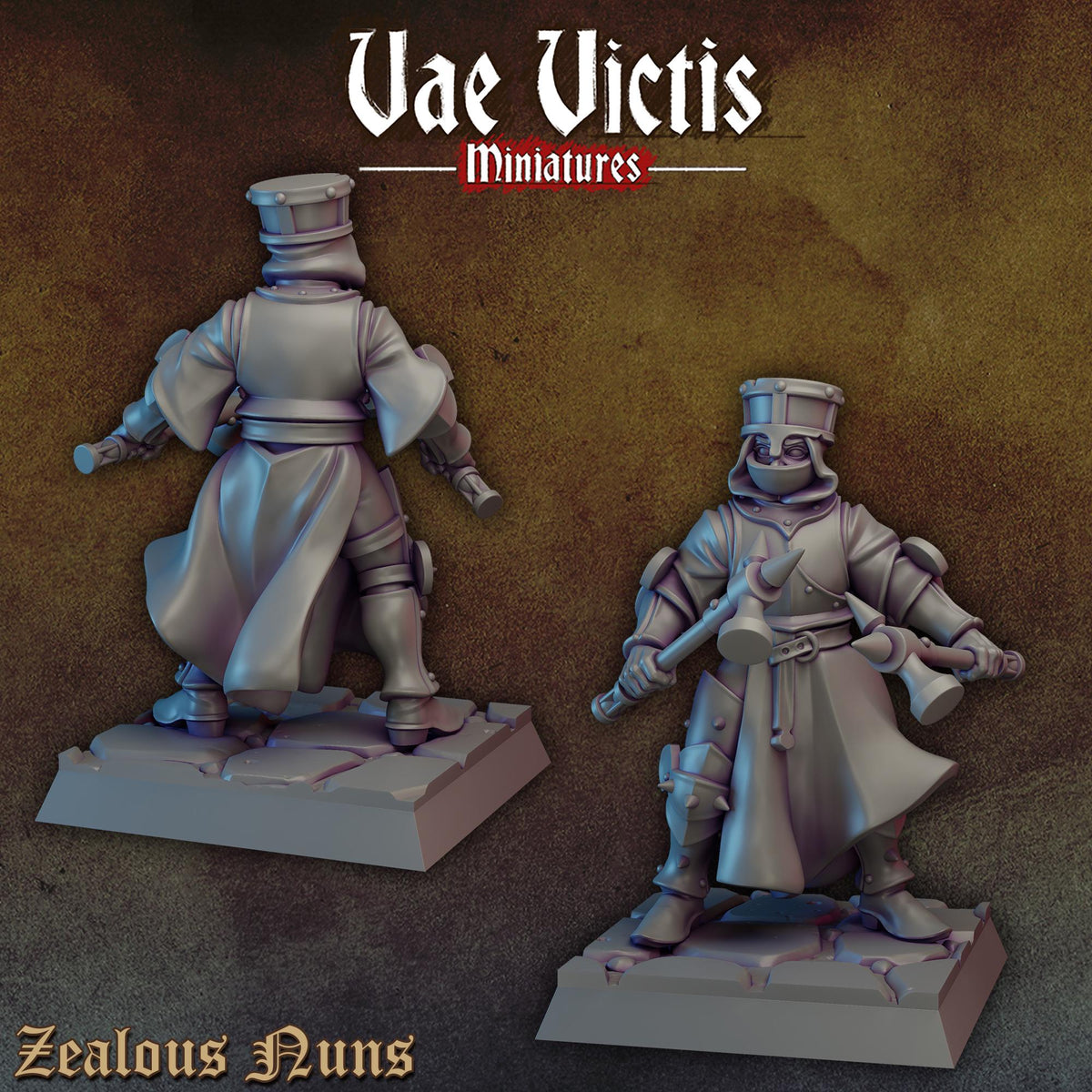 
10pc Zealous Nuns for DnD Dungeons and Dragons 28mm/32mm Scale TTRPG Fantasy Figurine Vol.1 Nun Miniatures Fantasy Warriors Faith Figurines