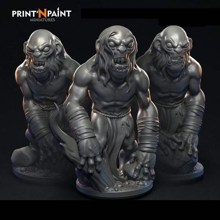
3 Ghouls Miniature – Dungeons and Dragons RPG Tabletop Figure Pathfinder 5e –PnP