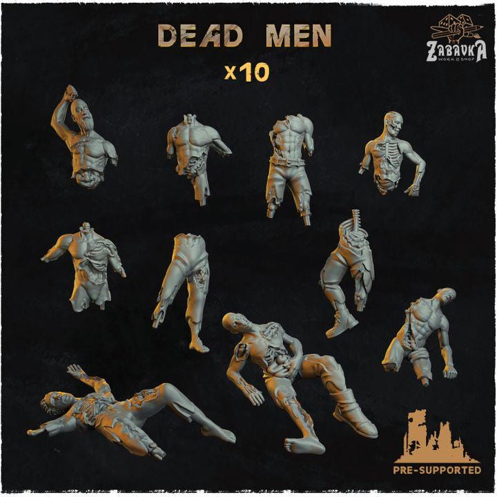 
10pc Dead Men (Basing Bits 2.0) 28mm/32mm TTRPG Macabre Wargaming Miniatures Skeletal Corpse Organs Scatter Torn Intestinal Scenery Elements
