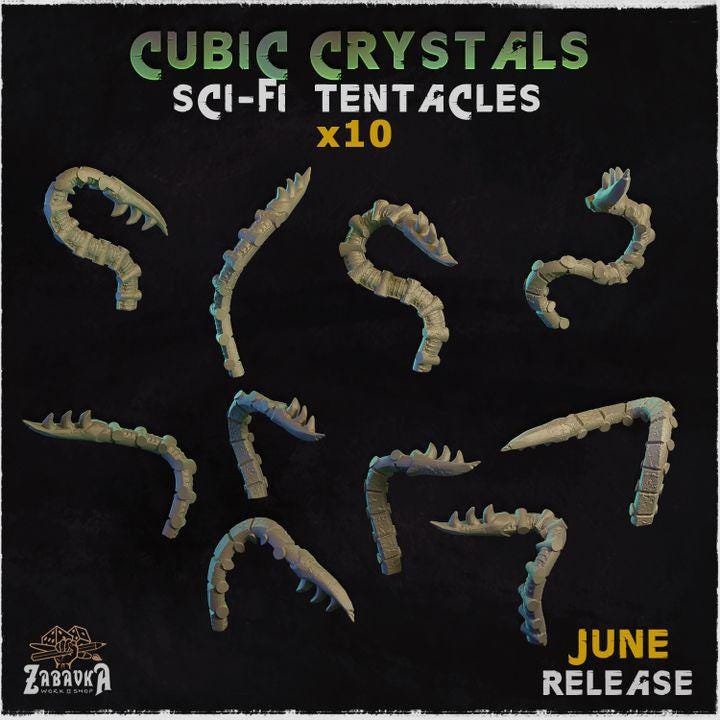 
10pc Tentacles set for Dungeons and Dragons 28mm/32mm Basing Bits DnD Scatter Terrain Scenery Scatter D&D TTRPG Mini Basing Material - ZbW